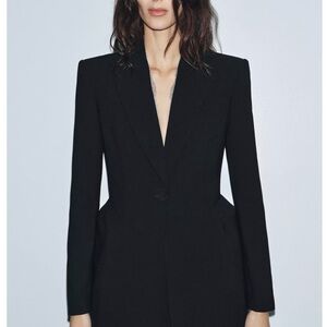 Zara Black Single-Button Structured Blazer